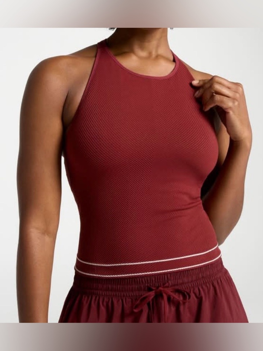 CALIA Women's High Neck Seamless Tank Brami Medium Deep Merlot
